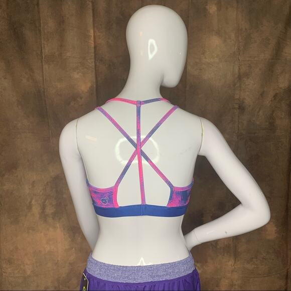 Puma Yogini Strappy Sport Bra Dry Cell Size SX Pink and Blue - Picture 7 of 10